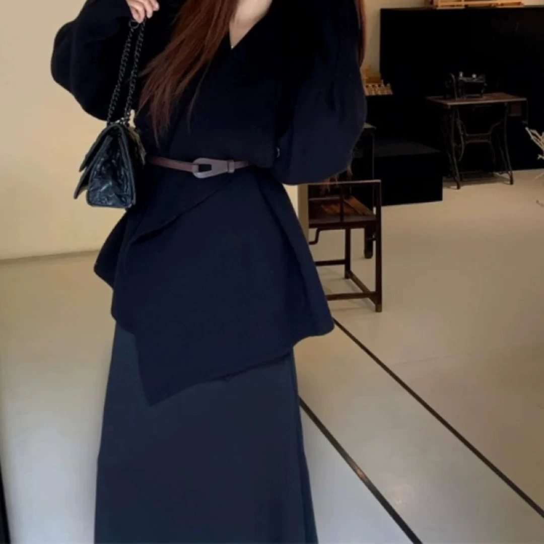 【月姐家】黑色针织开衫外套早秋季女2025新款加厚穿搭上衣