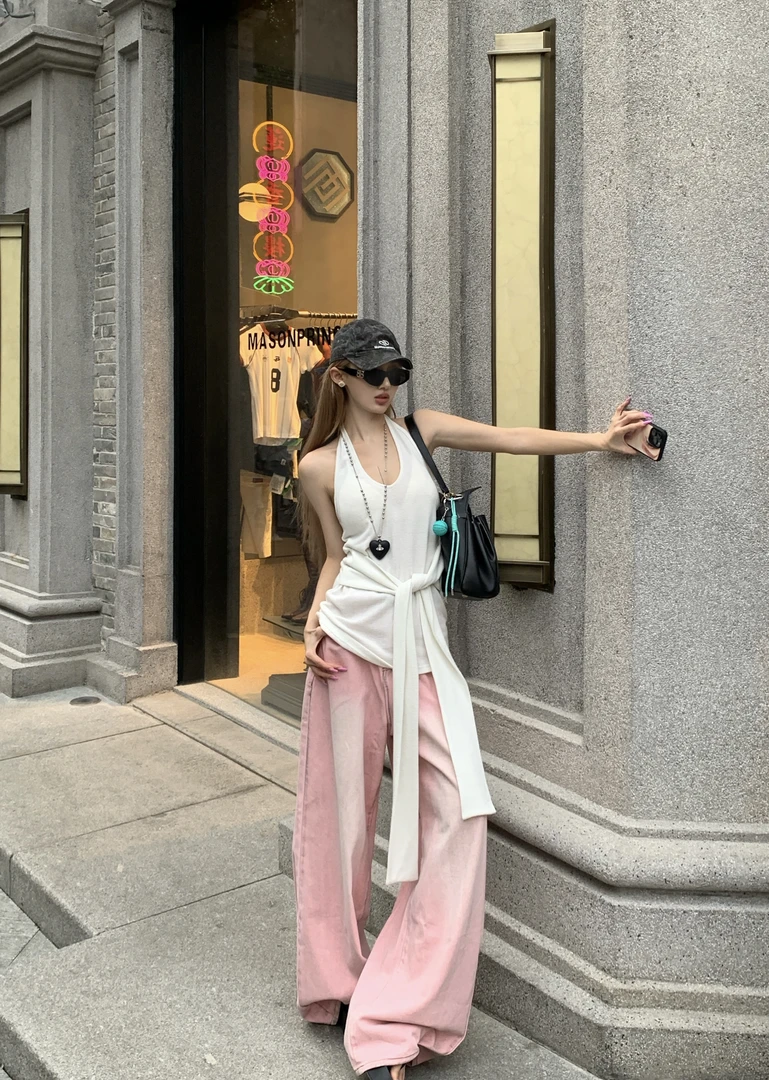 【福利款NO退换】挂脖针织料腰部绑带设计街拍/度假氛围感上衣 8314