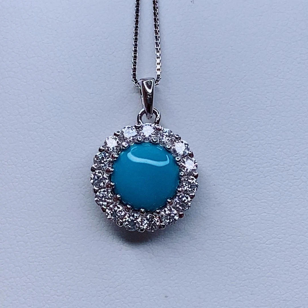 绿松石颈饰银S925镶嵌