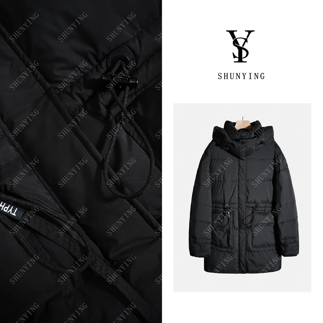 【仟娜】温暖舒适~加绒加厚连帽收腰大口袋羽绒服SY66YRF8058