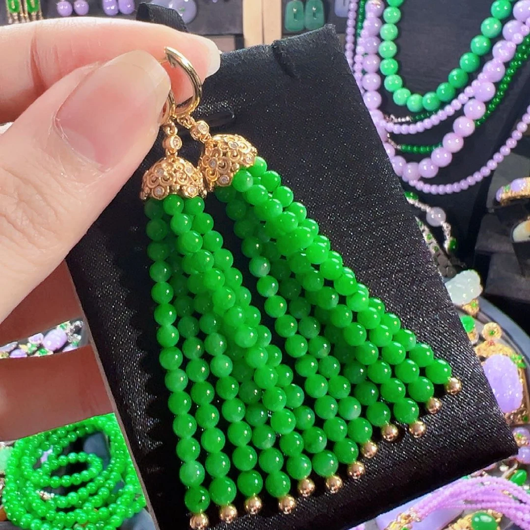 翡翠18K金镶嵌耳饰签收后24小时鉴赏期