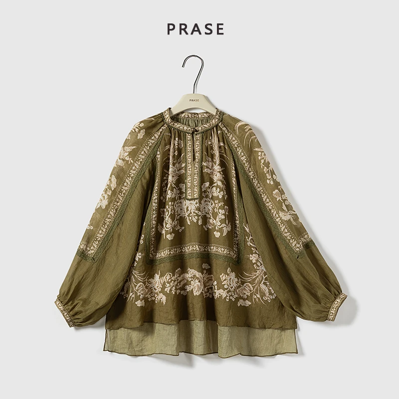 PRASE·噜【仙境花园】100苎麻微胖轻奢设计款夏女气质小衫PR506C64