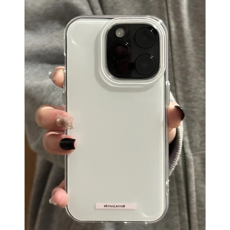 BANCA简约纯白色英文适用iPhone16/15大孔手机壳华为vivo小米oppo