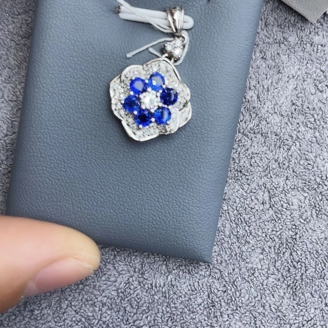 铂Pt850镶嵌吊坠(不含链)蓝宝石主石1.4Ct