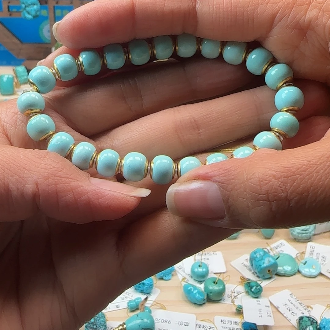 阿***果绿松石18K金镶嵌吊坠(不含链)