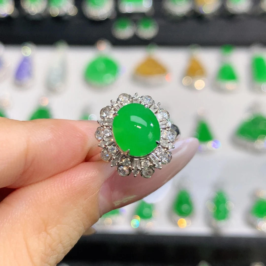 翡翠18K金镶嵌吊坠(不含链)