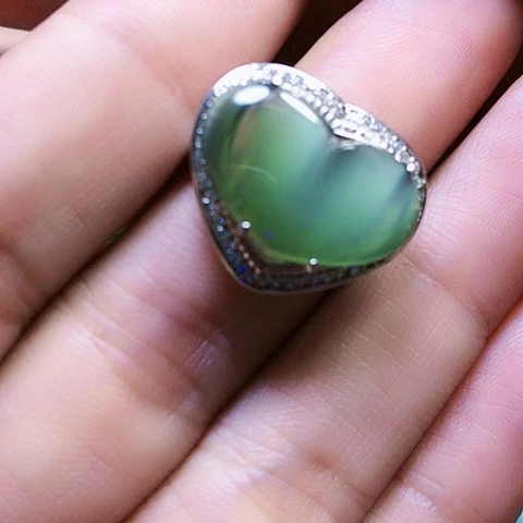 和田玉戒指银S925镶嵌