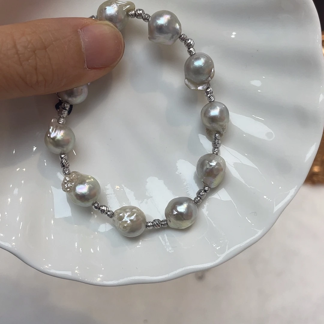 手绳银S925镶嵌海水珍珠
