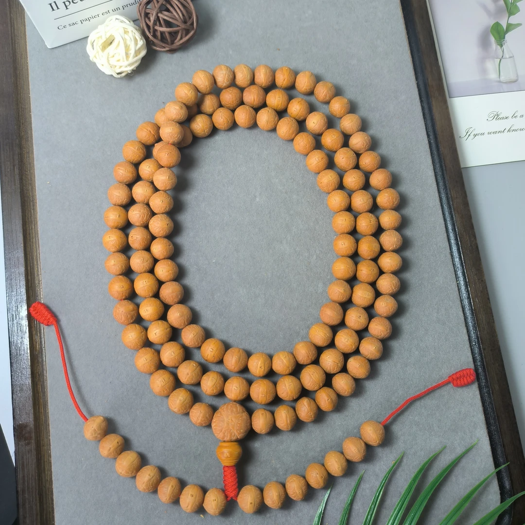 【WF115301】11.5mm尼泊尔凤眼菩提手串108颗原皮原色文玩手串