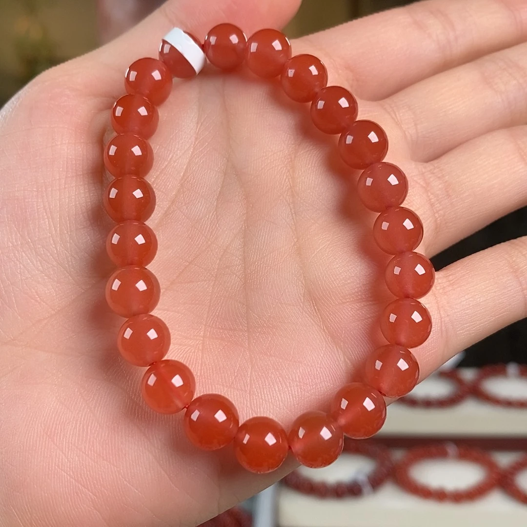 南红玛瑙未镶嵌手串原矿无胶8mm 冰红保山高品