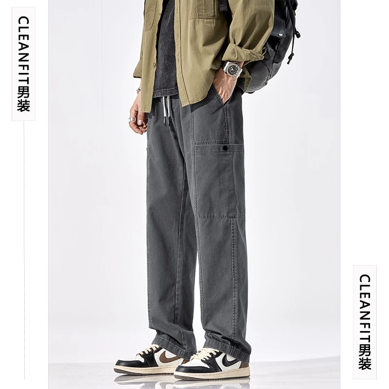 美式潮牌工装裤子男宽松直筒春秋伞兵裤2025秋季新款运动休闲长裤