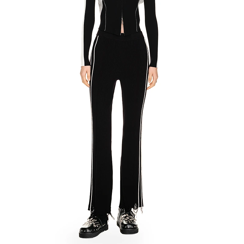 H·GENTEEL荷高【七语专享】脚口破洞侧面撞色休闲裤GUD42410606