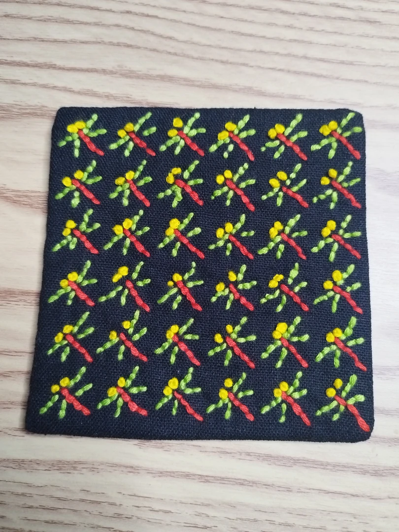 正方形蜻蜓刺绣茶席茶垫隔热泡茶垫刺子绣设计小巧实用