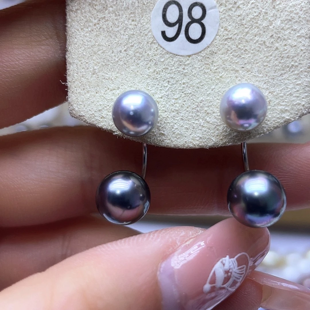海水珍珠耳饰银S925镶嵌