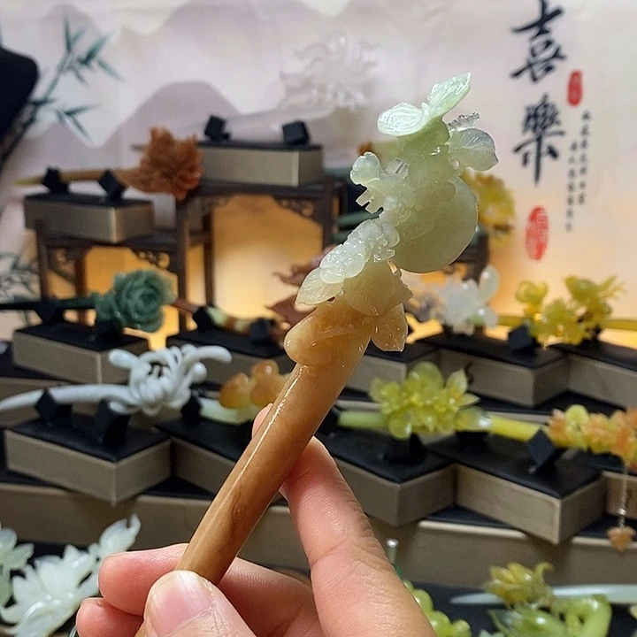 蛇纹石玉合金发饰