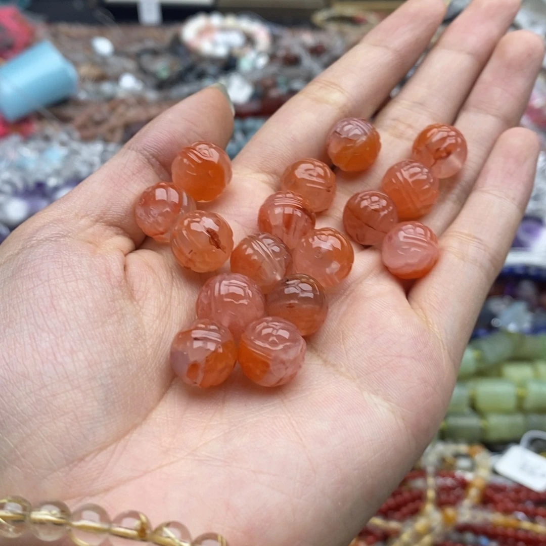 玛瑙/玉髓未镶嵌珠宝半成品一个南红富甲11-12mm