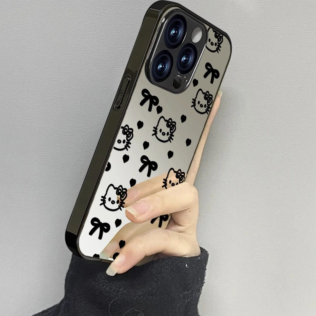 波点kt猫适用苹果16promax手机壳iPhone15pro新款14防摔13镜面12