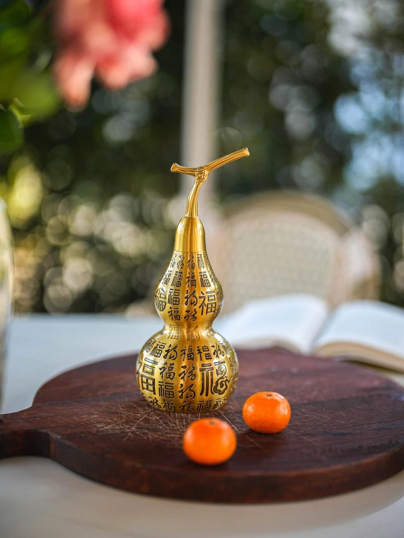【奇居】百福葫芦黄铜摆件客厅玄关装饰品 小号