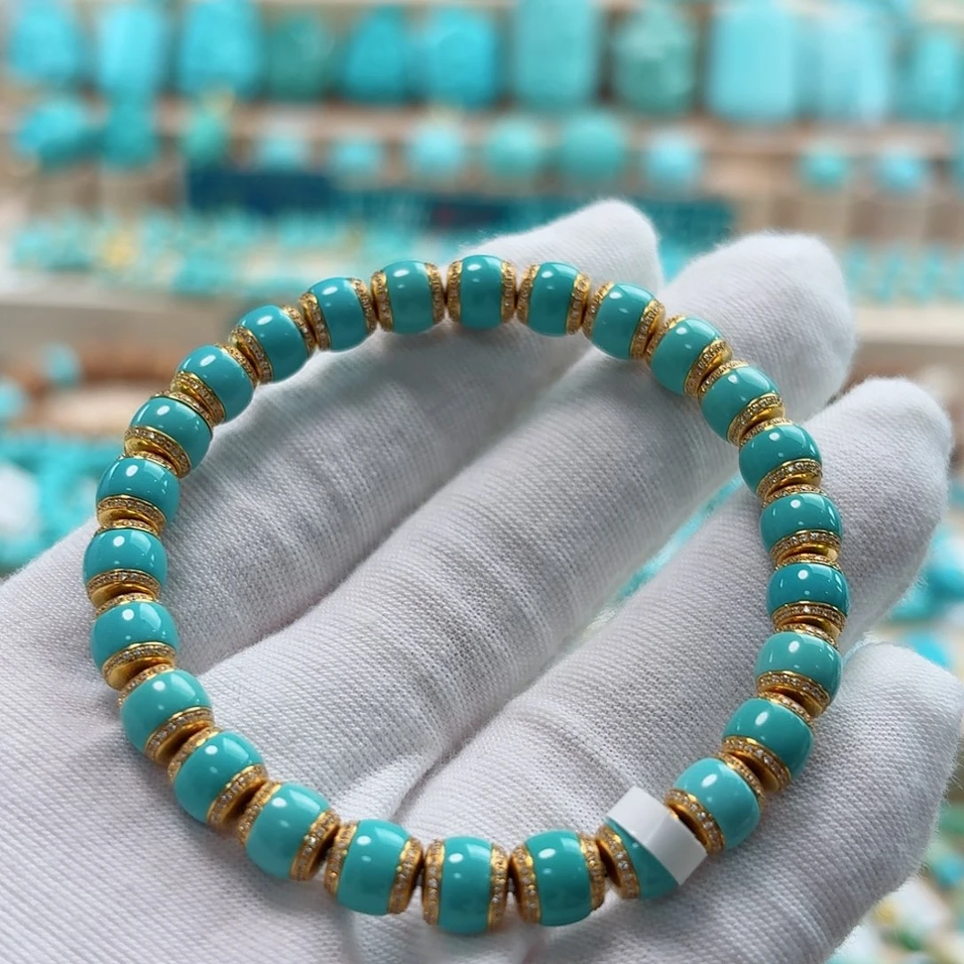 绿松石18K金镶嵌珠宝奇石