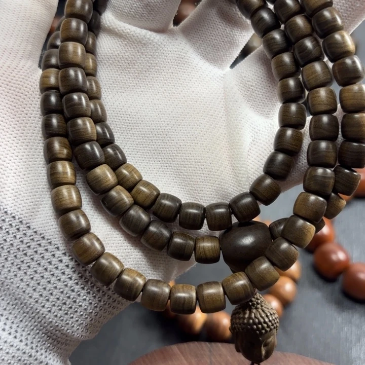 禅***旅檀香木78直切108颗老山檀水阴沉奶香韵