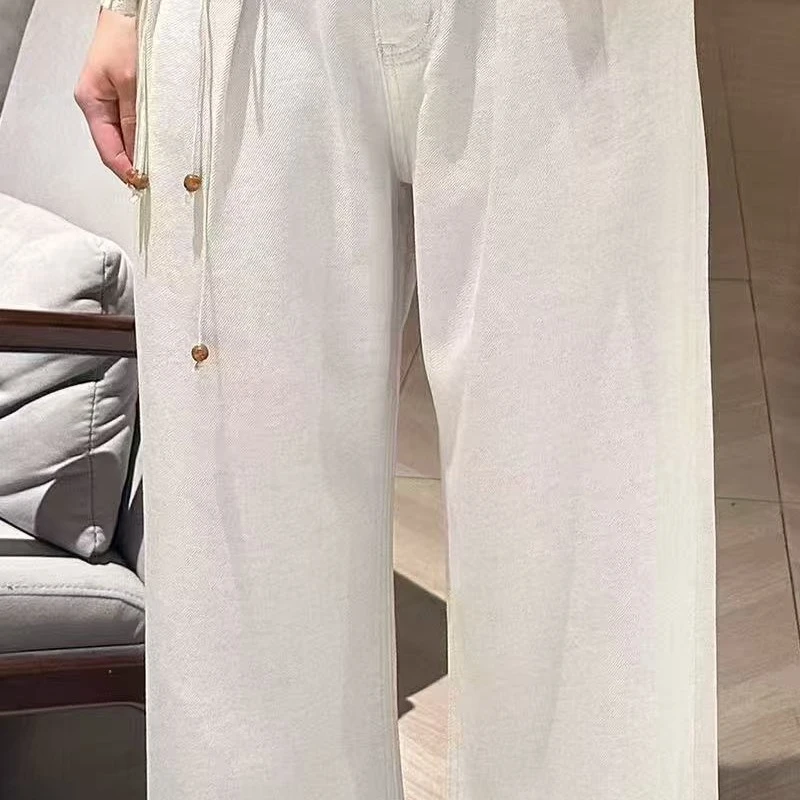 D50402秋季长裤高腰春季女中弹力牛仔裤显瘦百搭复古工装风
