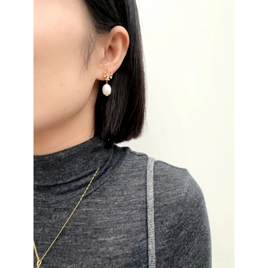 合金锆石吊坠 经典双T珍珠耳坠