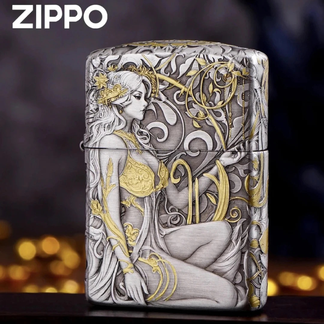 ZIPPO打火机 烬蝶栖棠 五面立体浮雕熏银盔甲防风精品收藏DYI