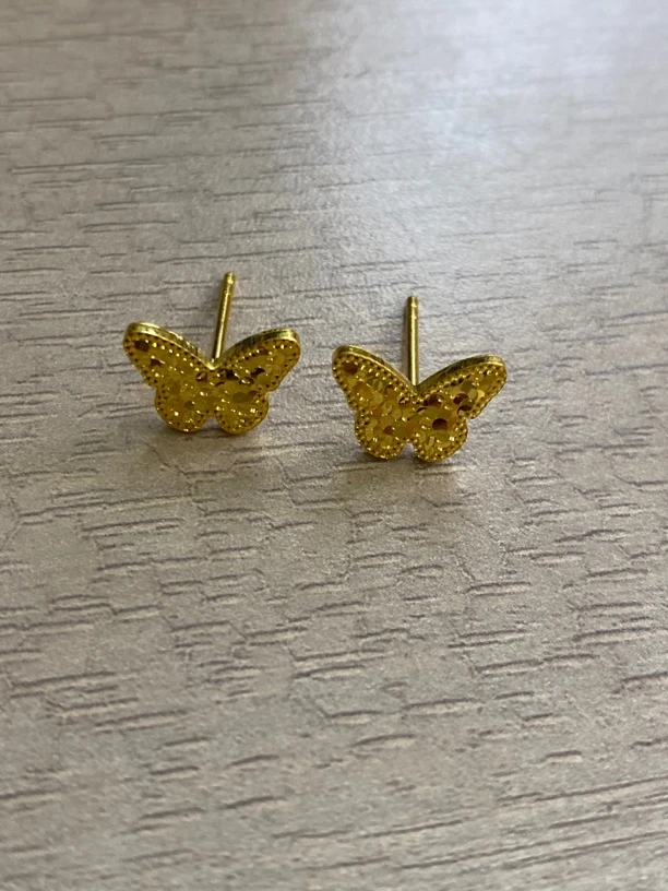 足金999 蝴蝶耳钉耳饰