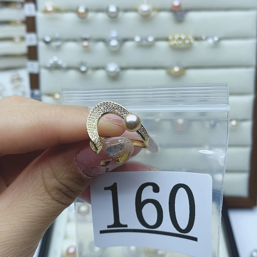 淡水珍珠戒指银S925镶嵌东**逛160