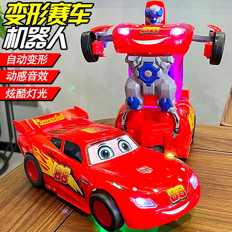 儿童音乐电动变形机器人汽车玩具万向灯光音乐益智男孩1-3岁6礼物