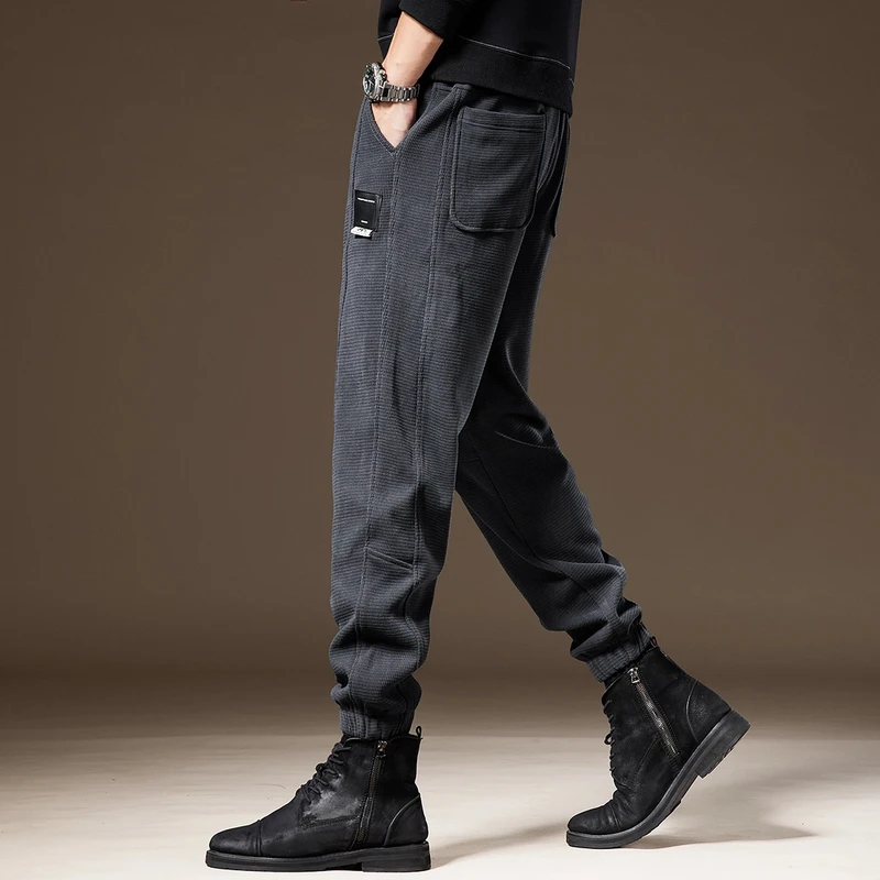 GORNER SG/格纳高端雪尼尔休闲裤男秋冬宽松哈伦束脚裤百搭