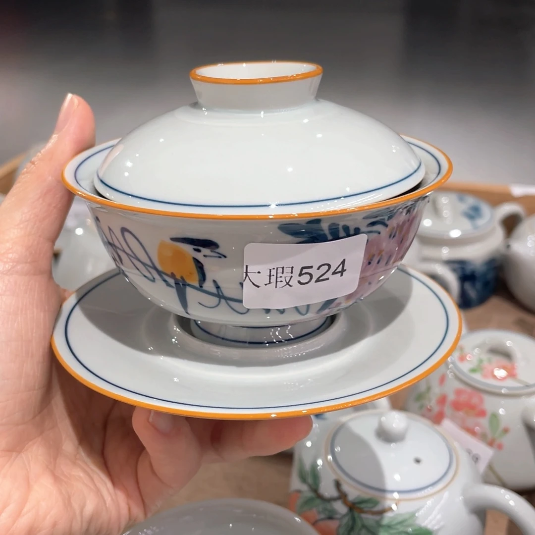 釉下彩纯手绘有瑕