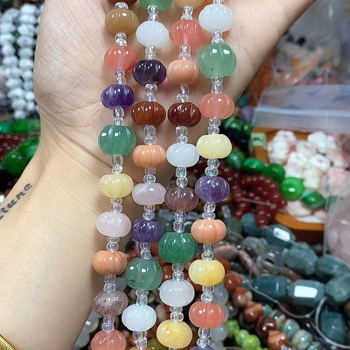 玛瑙/玉髓未镶嵌珠宝半成品多宝南瓜珠卡12mm