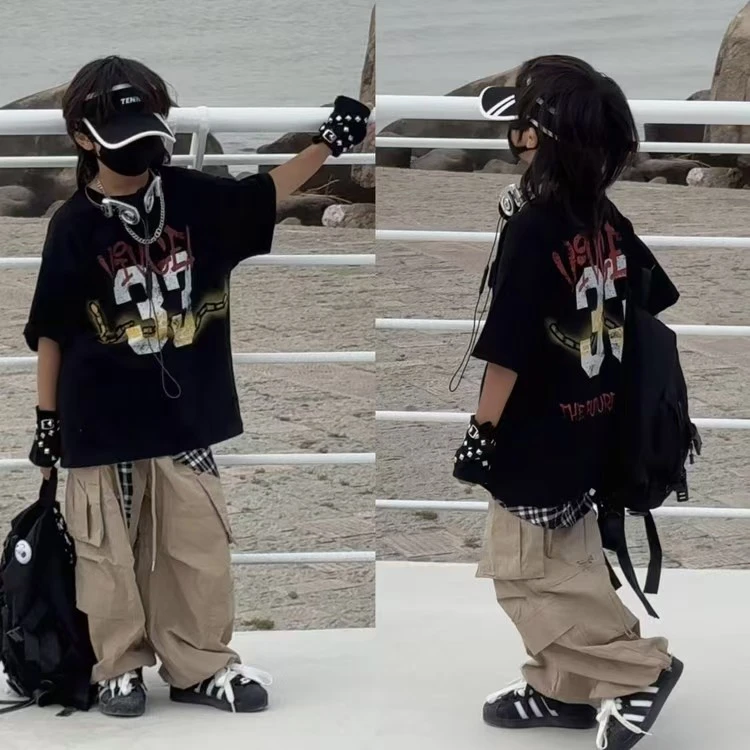 男童短袖t恤2025新款儿童夏季薄款上衣潮酷韩版男孩宽松夏款半袖