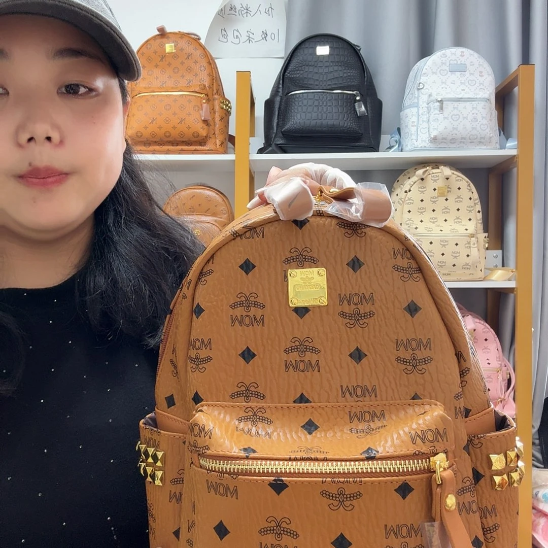 驴皮（革）新款Mow皮革双肩包中号棕色