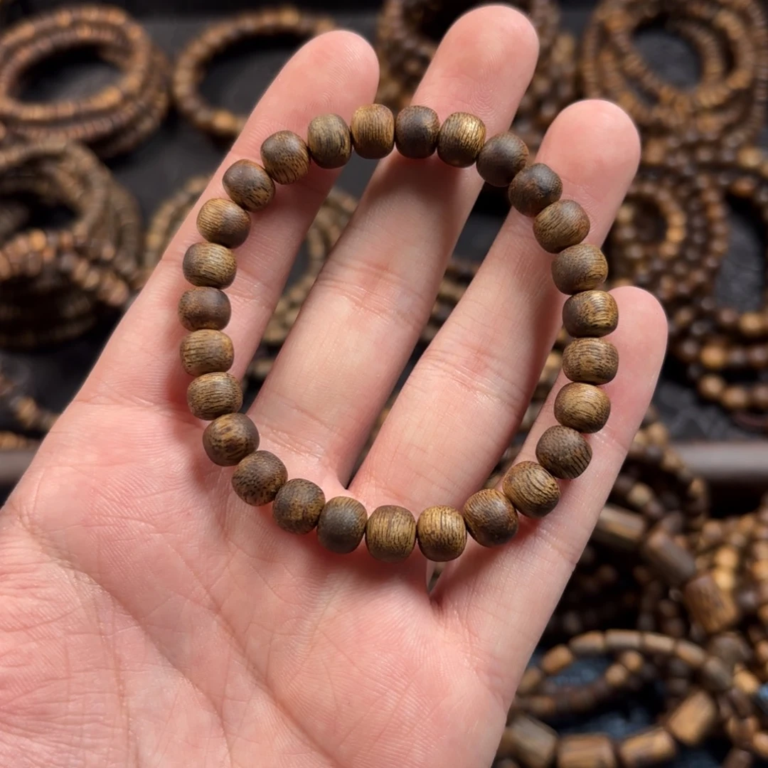 手串沉香海南莺歌绿奇楠卡8单圈老形珠