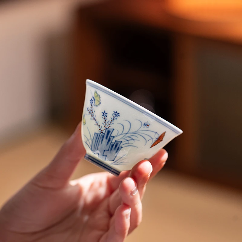 五里雾斗彩三秋杯 景德镇高端茶器