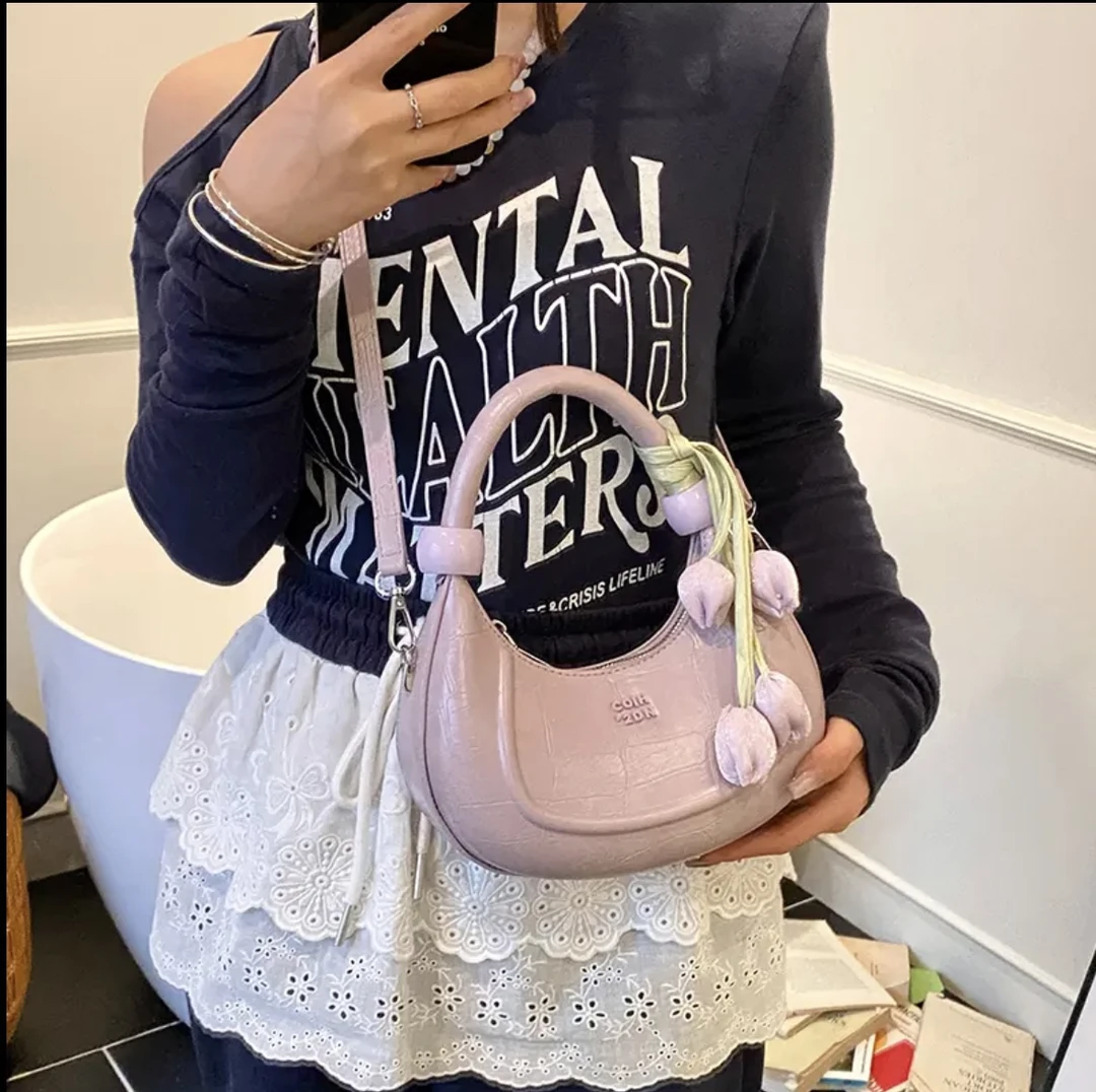 新款轻奢百搭高级感气质时尚斜挎女士包1222紫