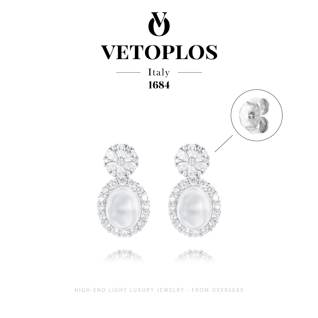 925银【春山赴雪】Vetoplos轻奢高级设计感高冰满镶耳钉 F0725