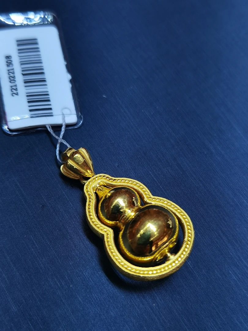 足金抛光葫芦吊坠