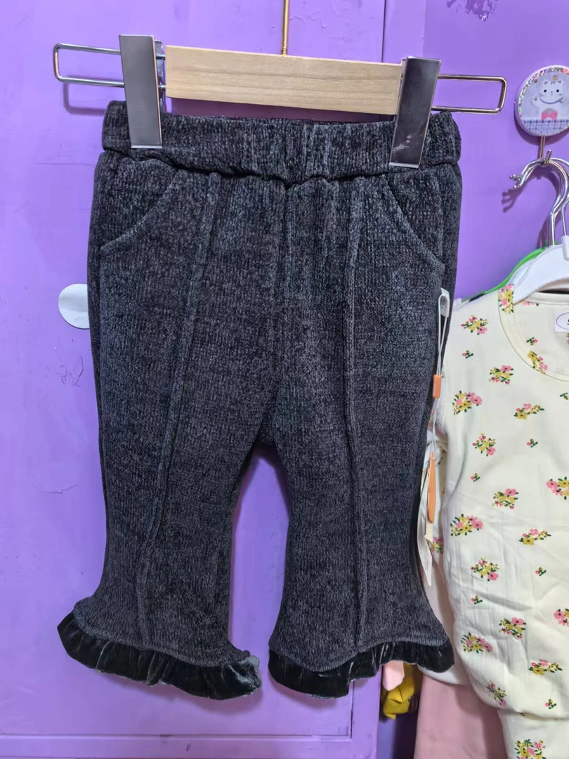 套装套头公主冬季女针织加厚中童女童时尚加灰色女宝牛仔裤