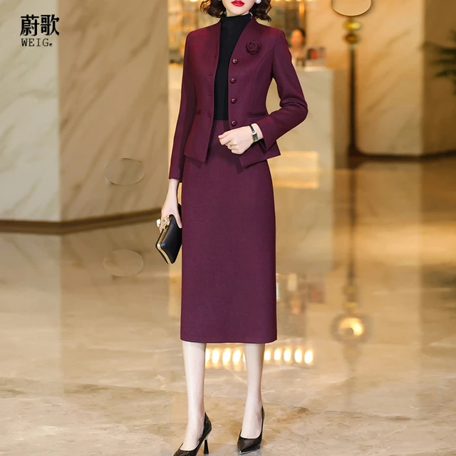 高级感毛呢套装女2025春新款气质减龄修身显瘦中长款一步裙两件套