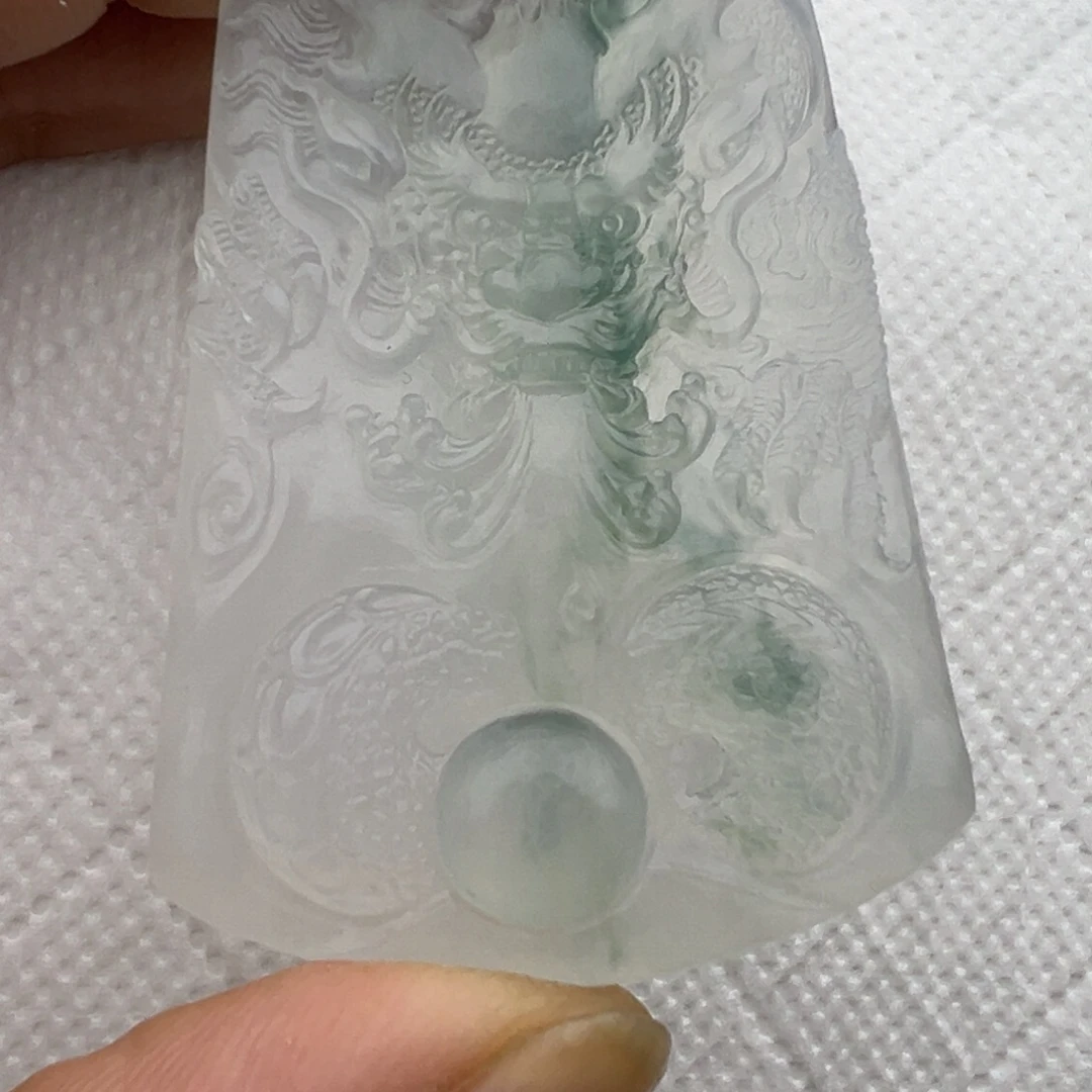 定制翡翠未镶嵌缅甸翡翠A货冰飘花龙牌