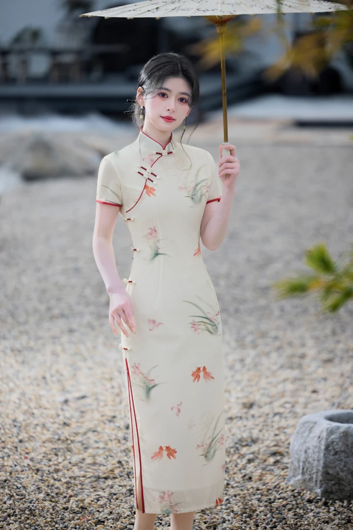 【锦鲤折桂】旗袍新款夏高考送考妈妈旗开得胜年轻款改良连衣裙女夏