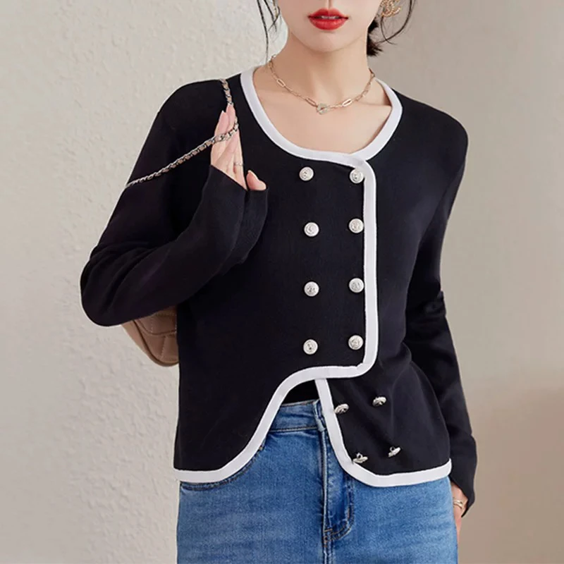 1702 不规则高级感小香风针织开衫（G015）