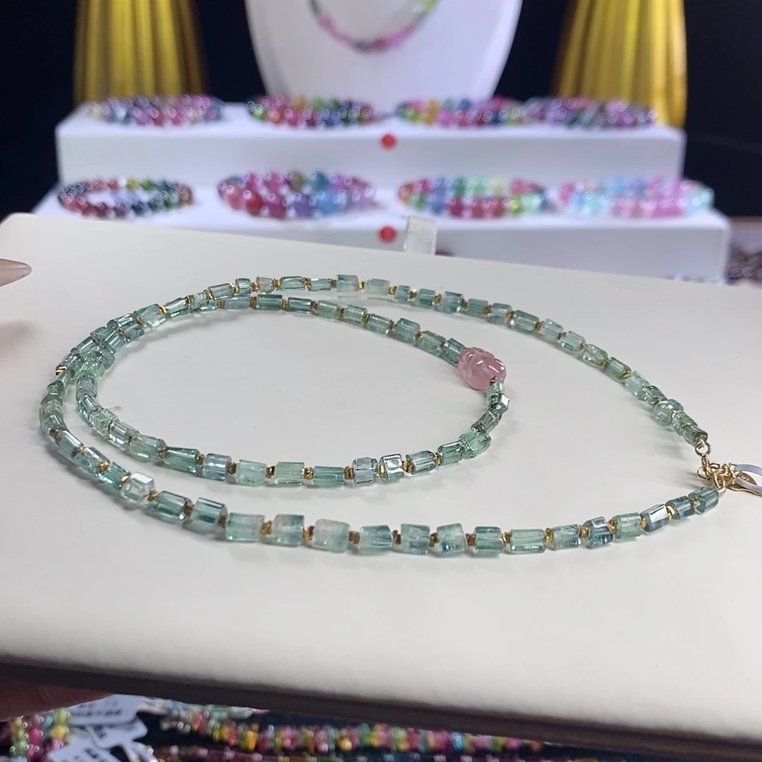 未镶嵌手链碧玺方糖项链