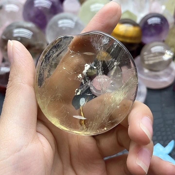 珠宝半成品未镶嵌水晶55黄水晶盘直径5.5mm