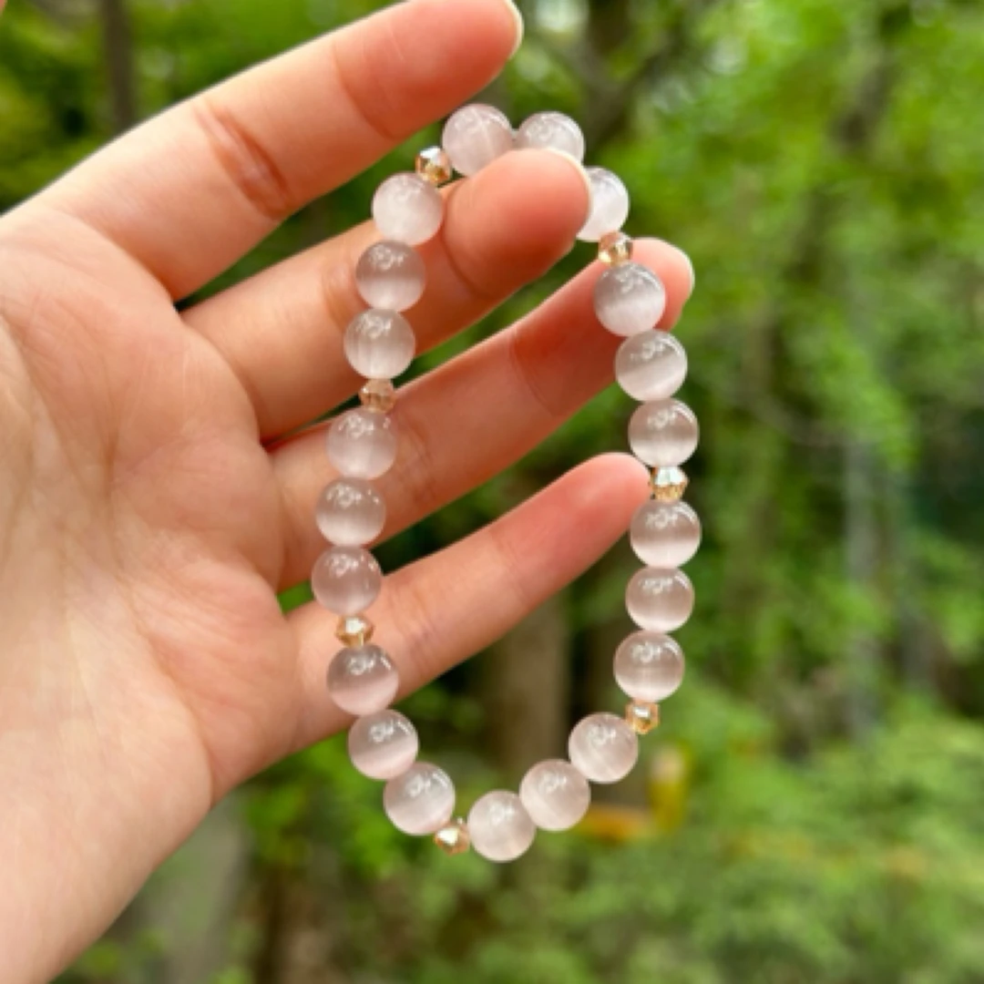 非金属玻璃手链 烟紫色猫眼女士精致优美手链手串