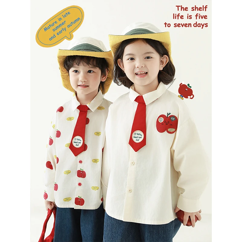 YOEHYAUL/幼悠春一波 【苹果达人】红苹果男童卡通系列衬衫 GN5735