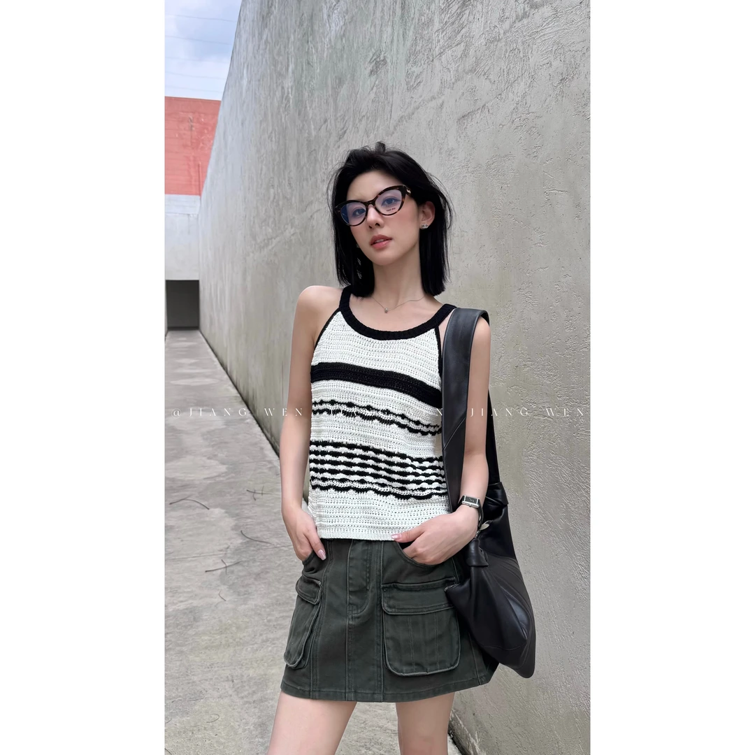 【海岸线】“会呼吸的质感面料”黑白条纹吊带背心
